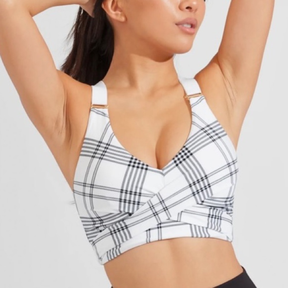 Candy Wrap Sports Bra - Black/White Plaid